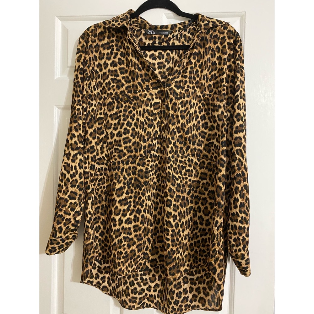 BNWT Zara Leopard/Cheetah Blouse Size L